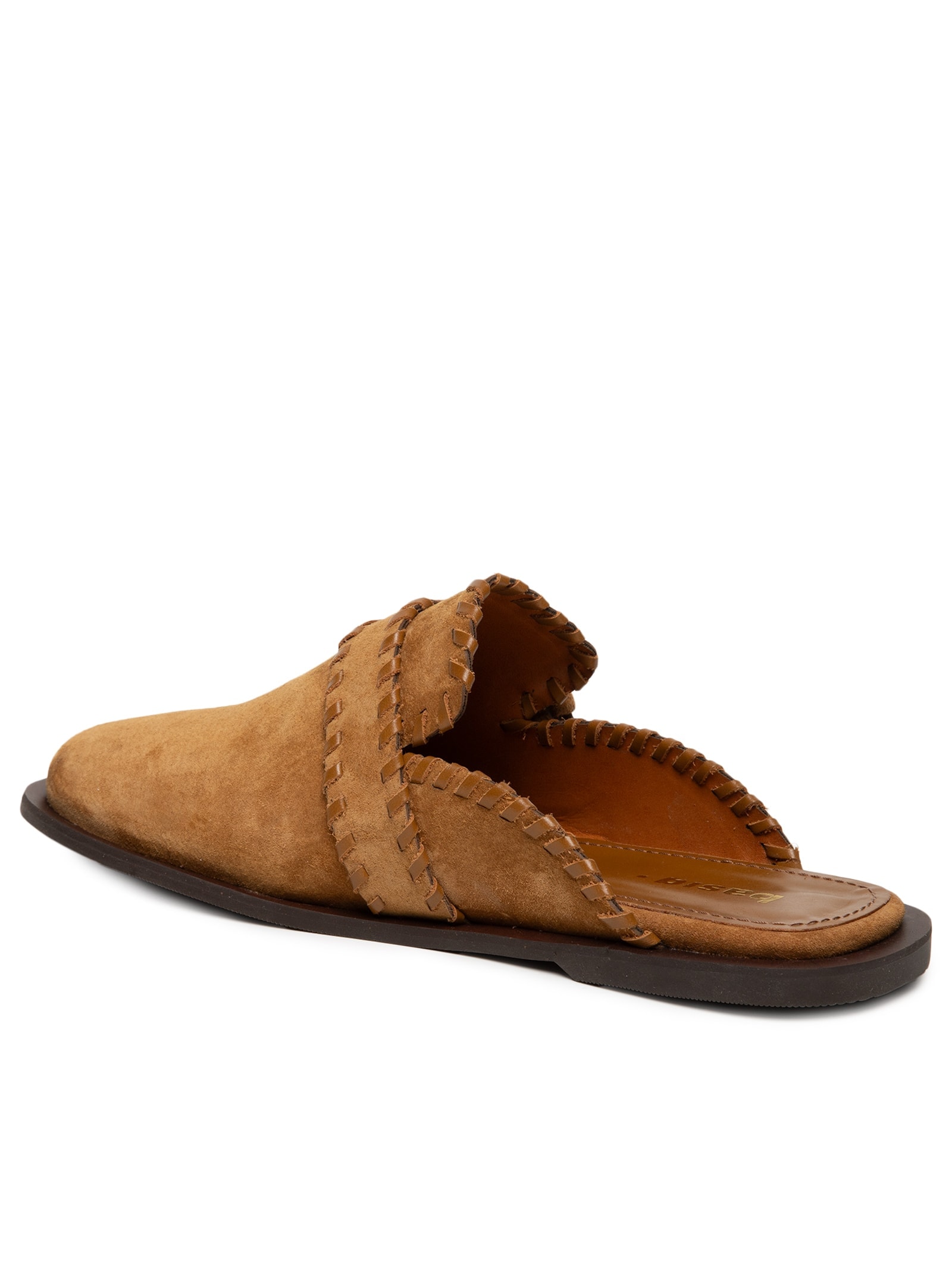 Mule Feminino Clog Em Couro Camurça Marrom Basiq