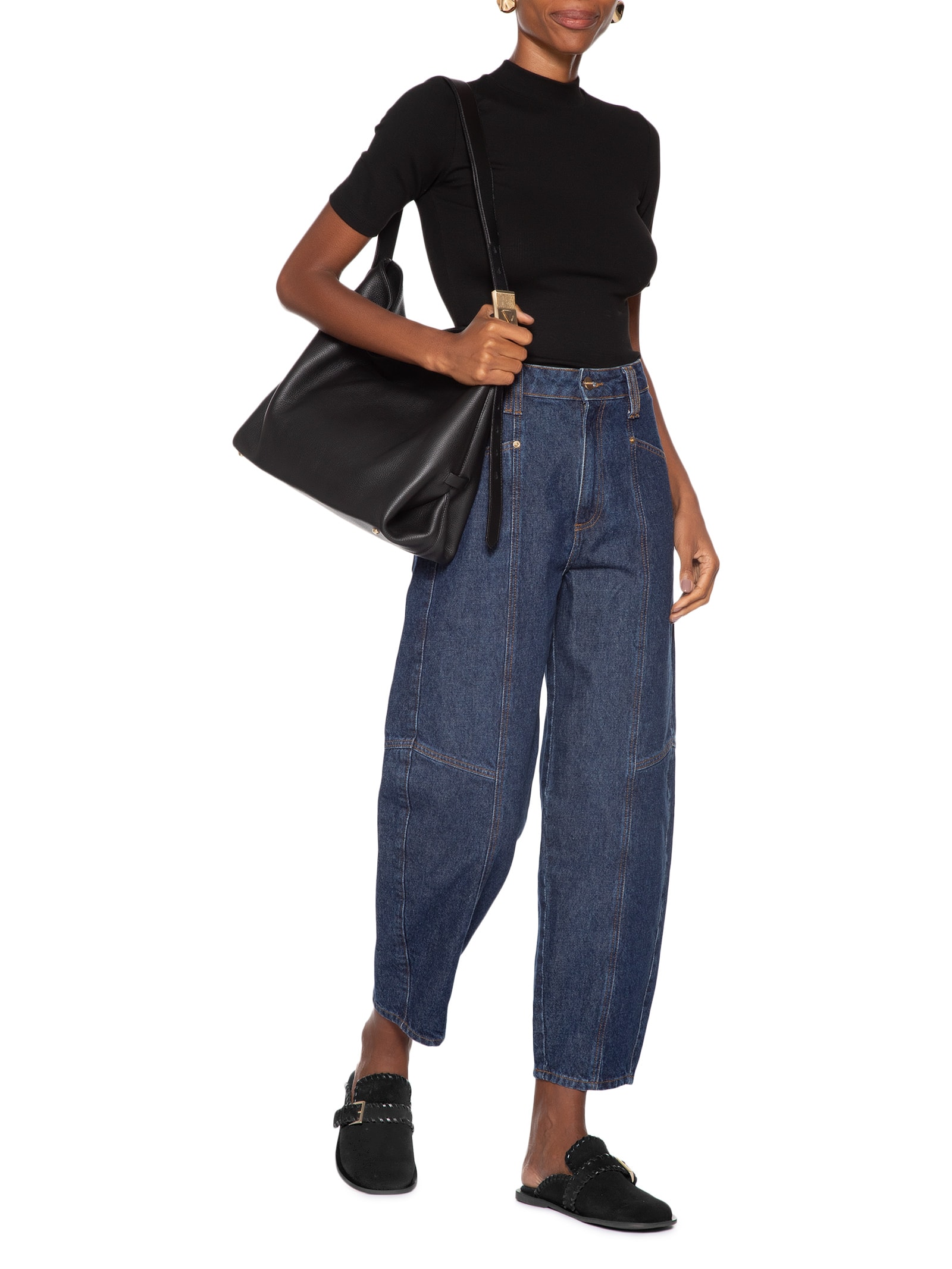 Mule Feminino Clog Em Couro Camurça Preto Basiq