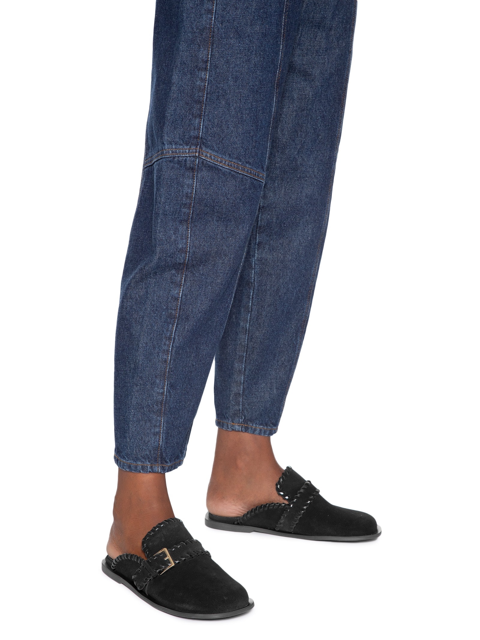 Mule Feminino Clog Em Couro Camurça Preto Basiq