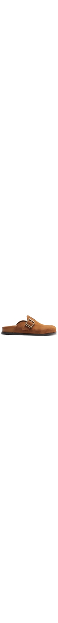 Mule Feminino Clog Sabot Acamurçada Rasteira Fivela - Marrom