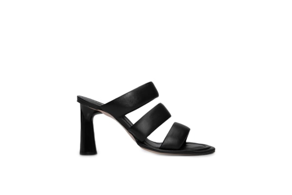 Mule Feminino Couro Salto Bloco Tiras Acolchoadas - Preto