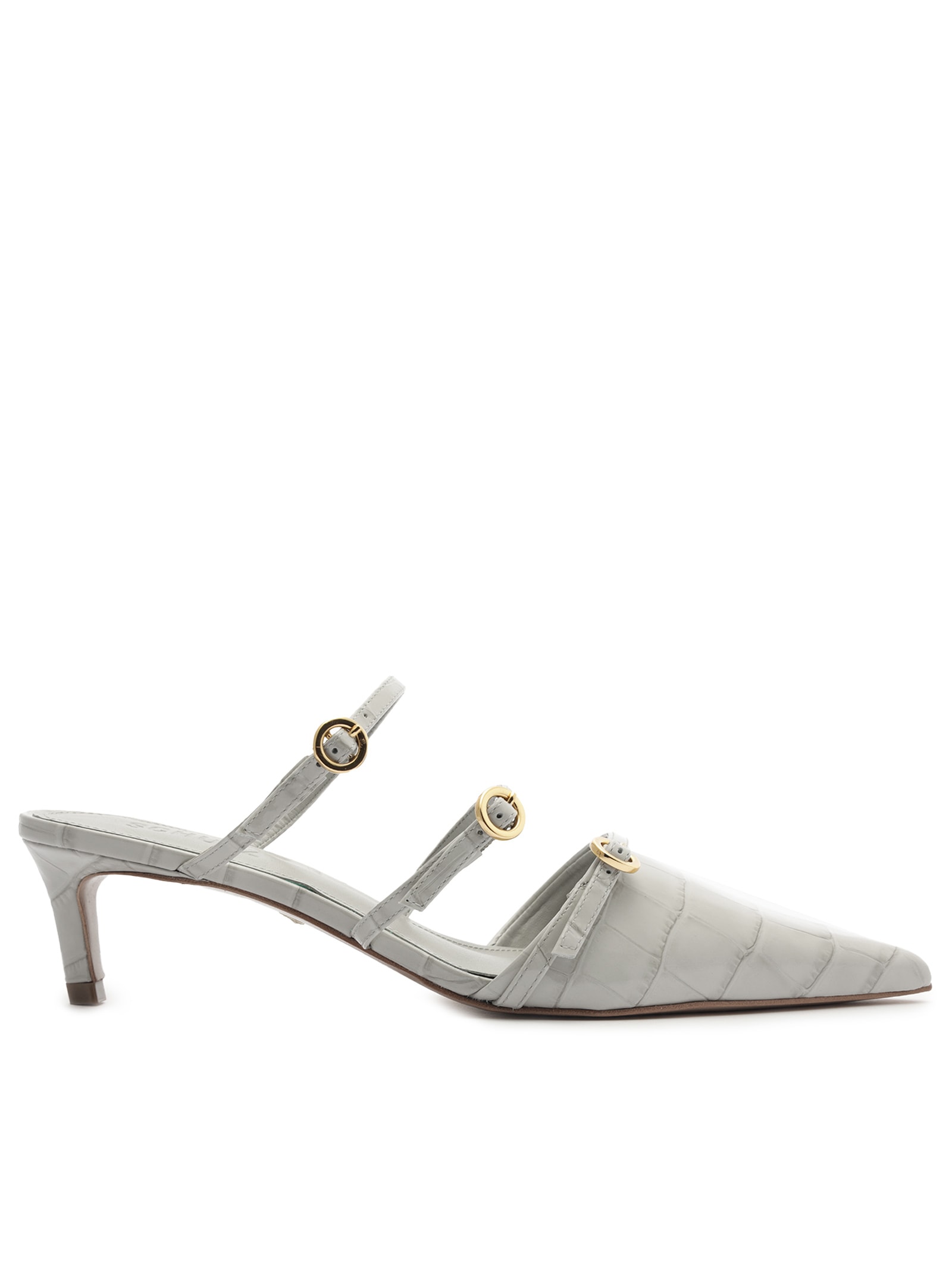 Schutz - Mule Feminino Curve Heels Vinil Croco - Cinza