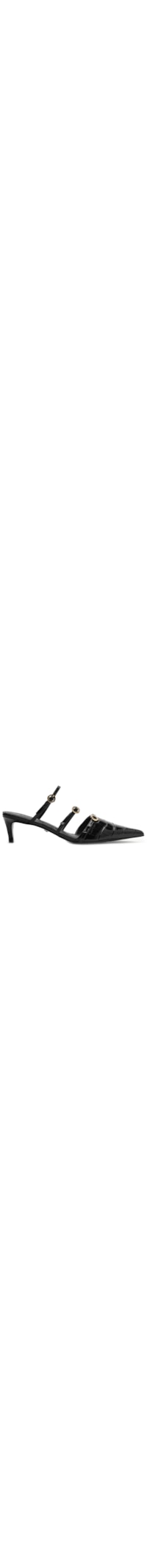 Mule Feminino Curve Heels Vinil Croco - Preto