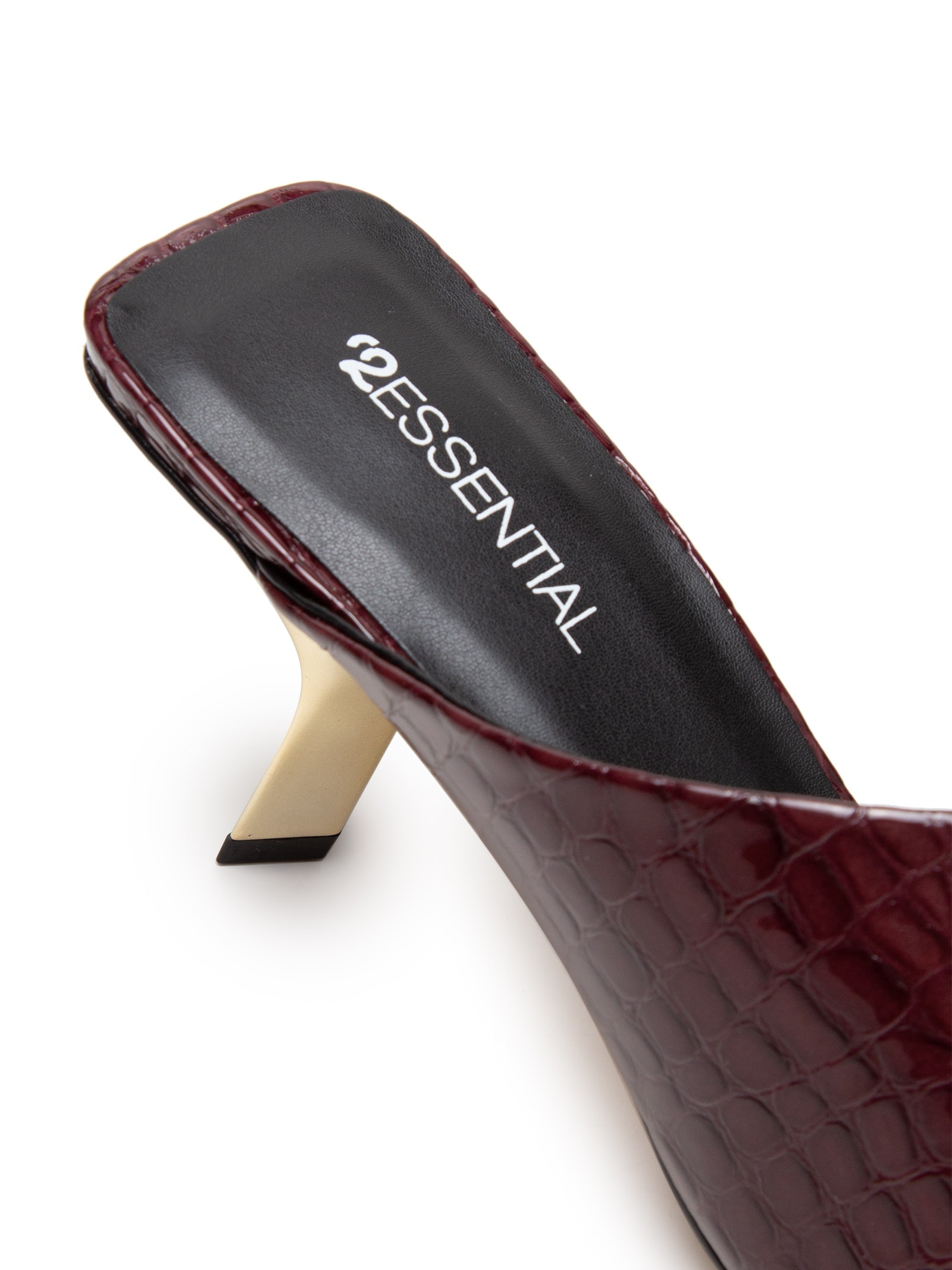Mule Feminino Em Couro Salto Vinho '2Essential