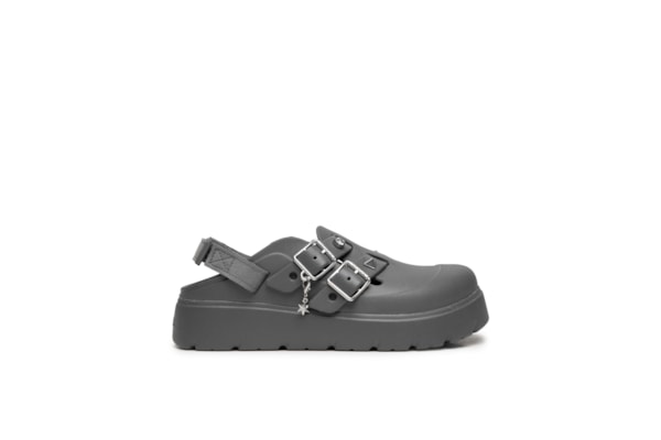 Mule Feminino Loaferette Star Studded Clog - Cinza