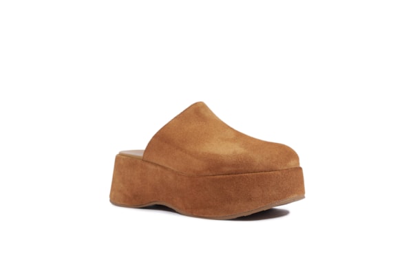Mule Feminino Mia Suede - Marrom