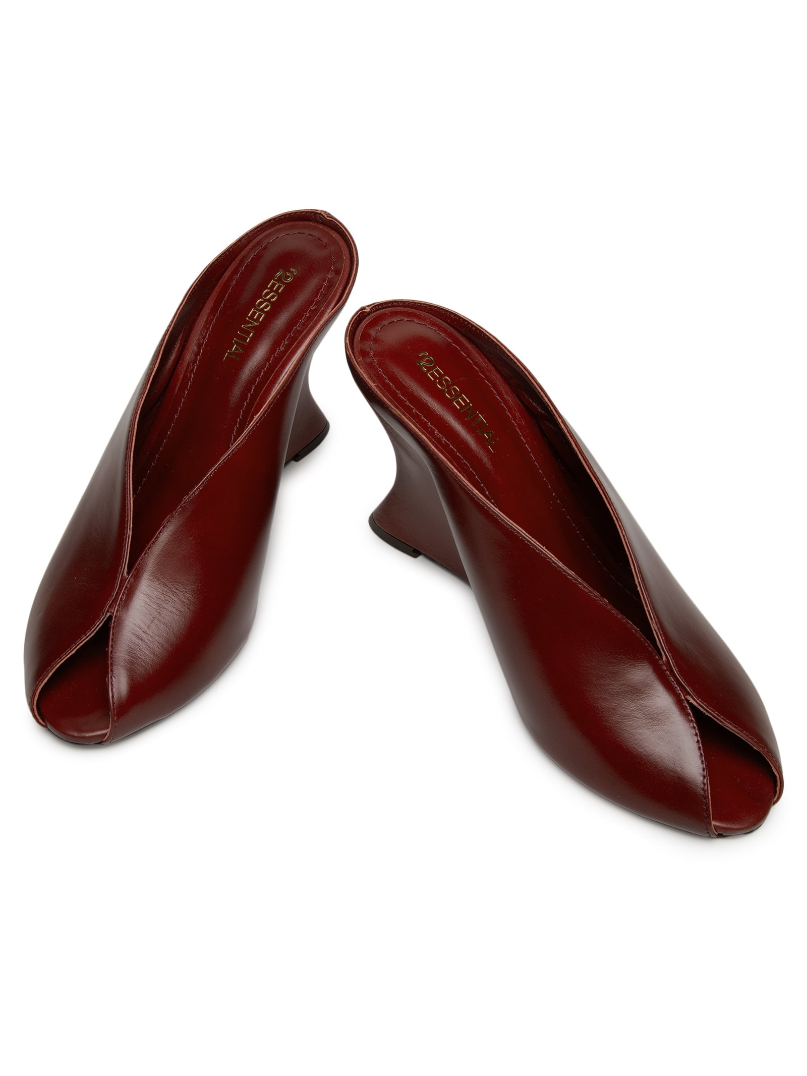 Mule Feminino Salto Alto Em Couro Vermelho '2Essential