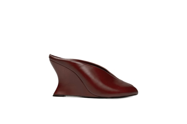 Mule Feminino Salto Alto Em Couro - Vermelho
