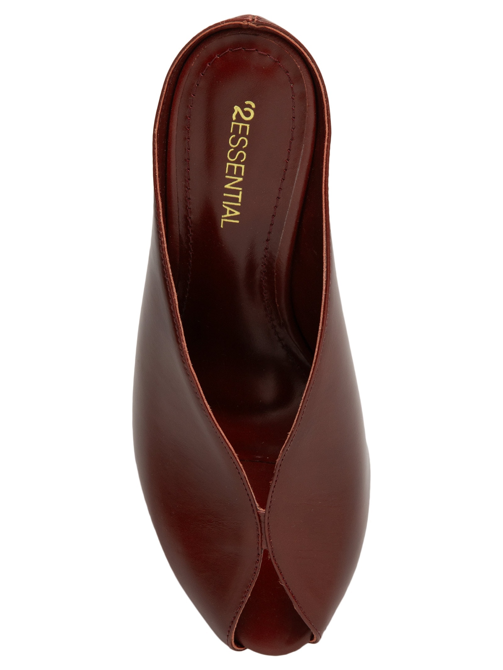 Mule Feminino Salto Alto Em Couro Vermelho '2Essential