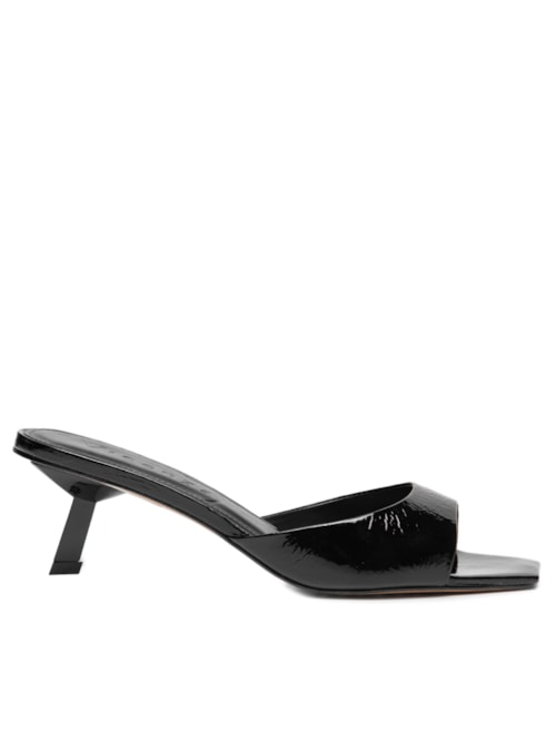 Mule Feminino Salto Baixo Couro Verniz – Preto