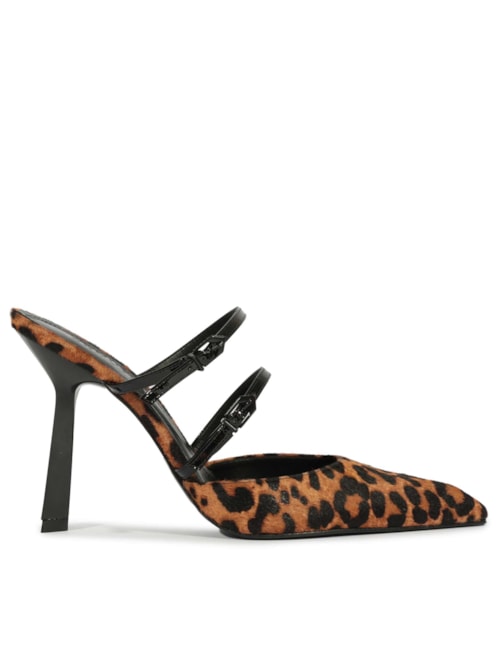 Mule Feminino Salto Fino Alto Fresh Boho Couro – Animal Print