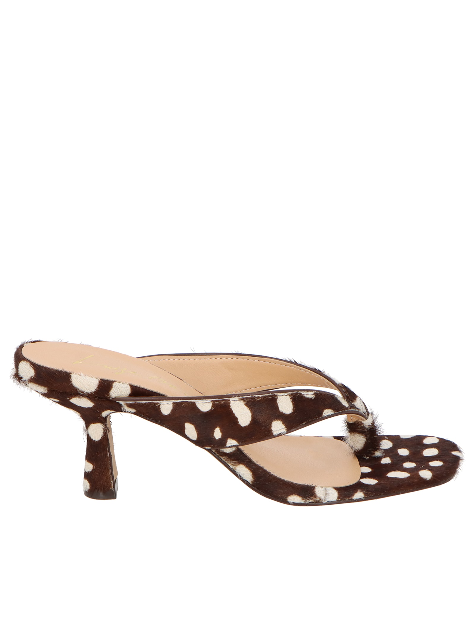 Mule Feminino Salto Média Em Couro Bambi Animal Print Luiza Barcelos