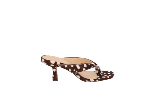 Mule Feminino Salto Média Em Couro Bambi - Animal Print