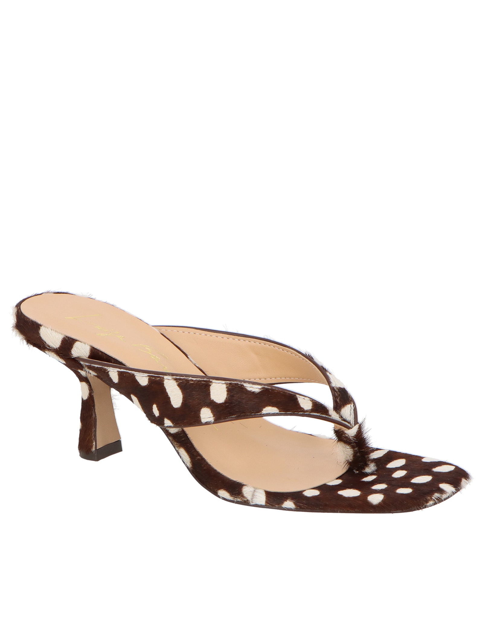 Mule Feminino Salto Média Em Couro Bambi Animal Print Luiza Barcelos