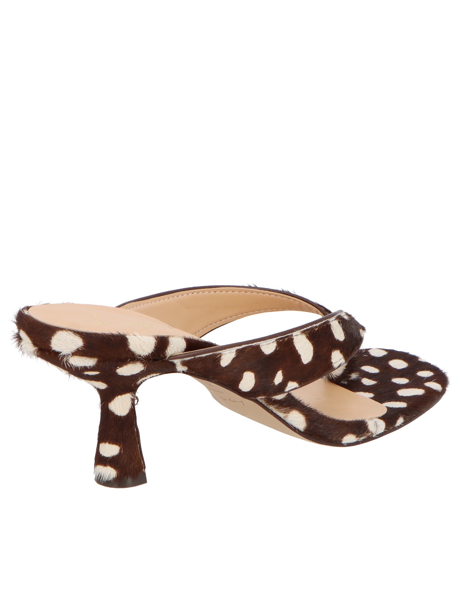 Mule Feminino Salto Média Em Couro Bambi Animal Print Luiza Barcelos