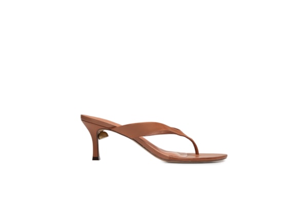 Mule Feminino Salto Médio Couro - Marrom