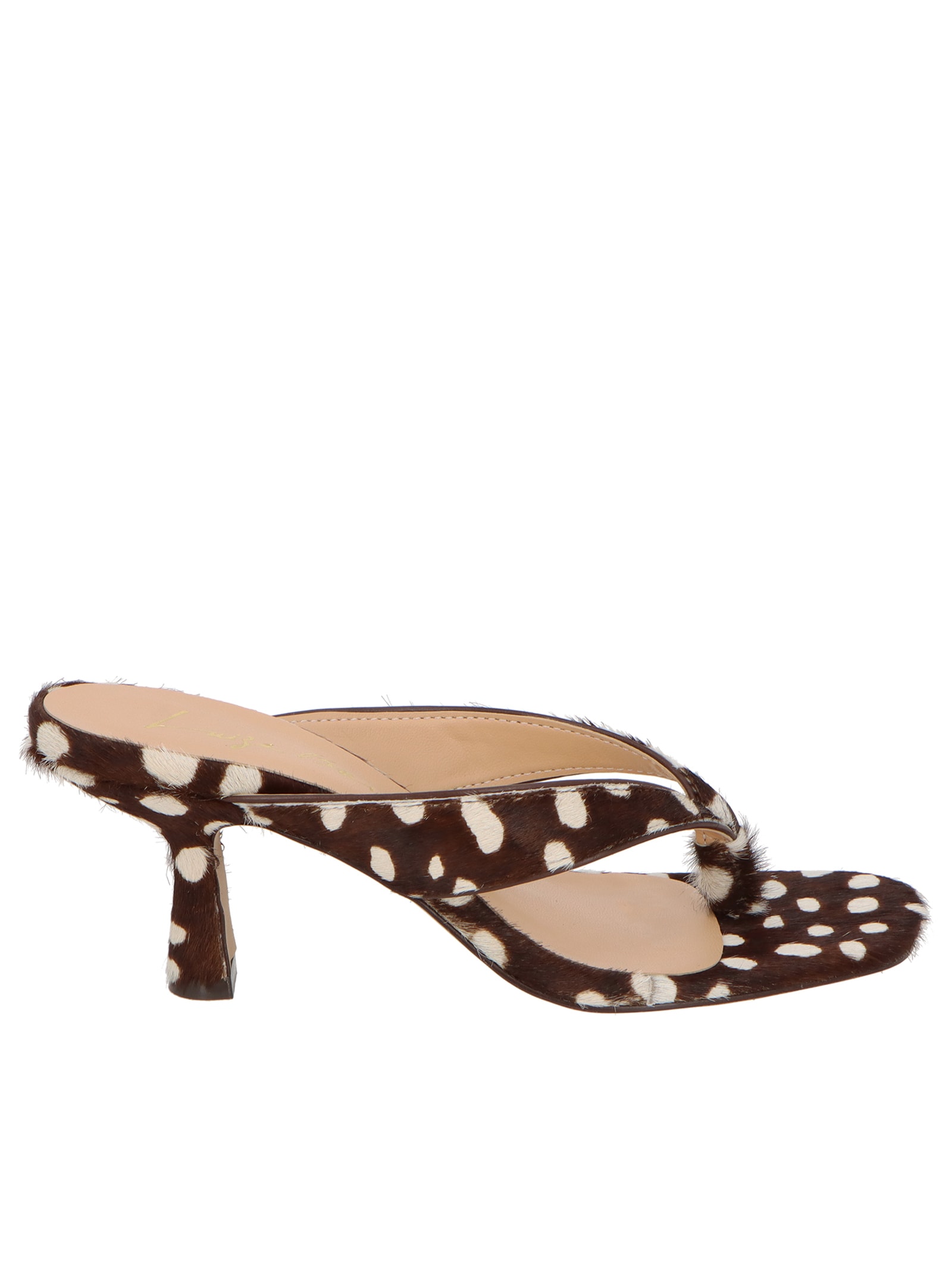 Mule Feminino Salto Médio Em Couro Bambi Animal Print Luiza Barcelos