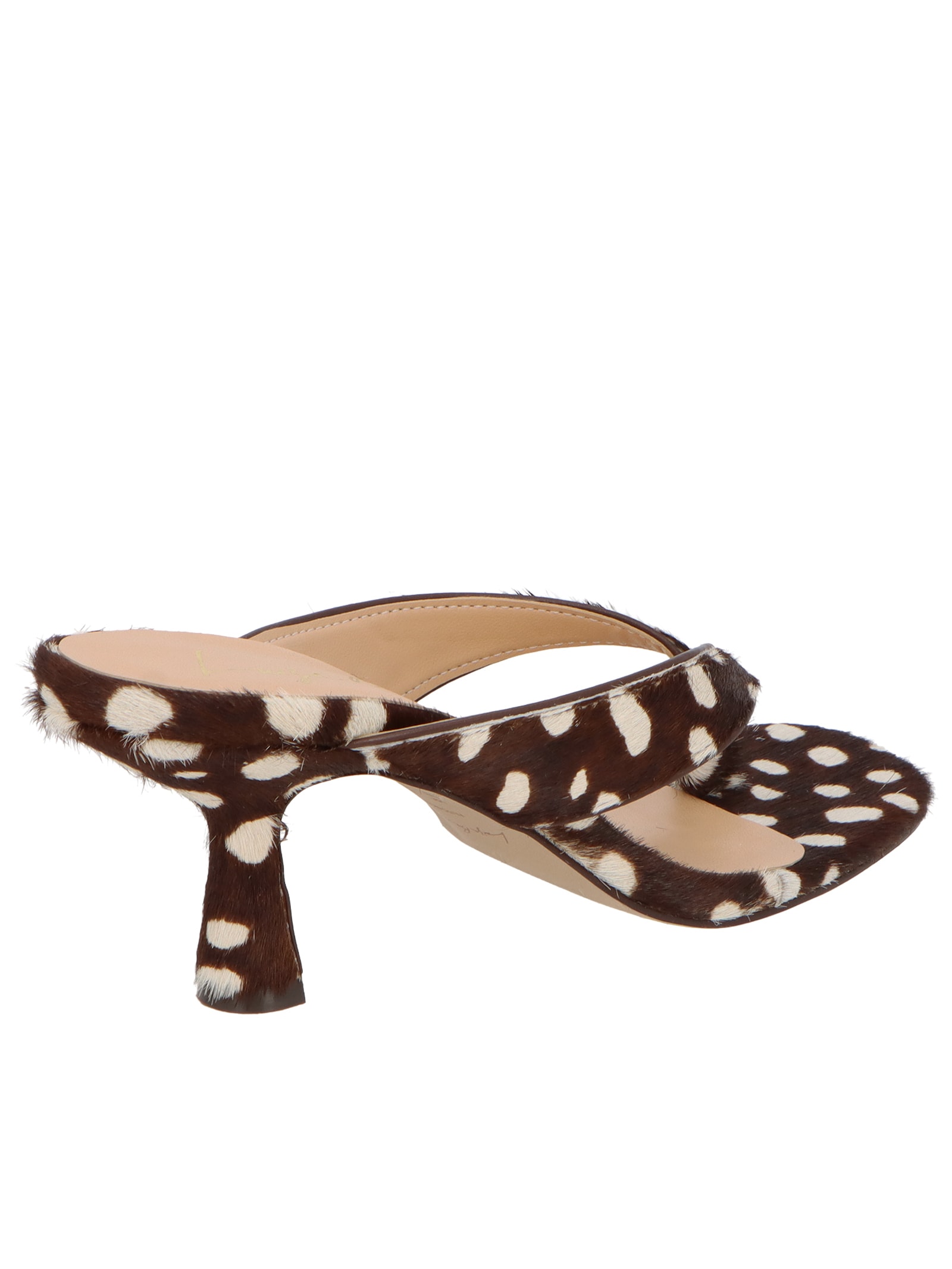 Mule Feminino Salto Médio Em Couro Bambi Animal Print Luiza Barcelos