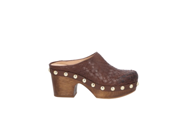 Mule Feminino Salto Médio Mogno - Marrom