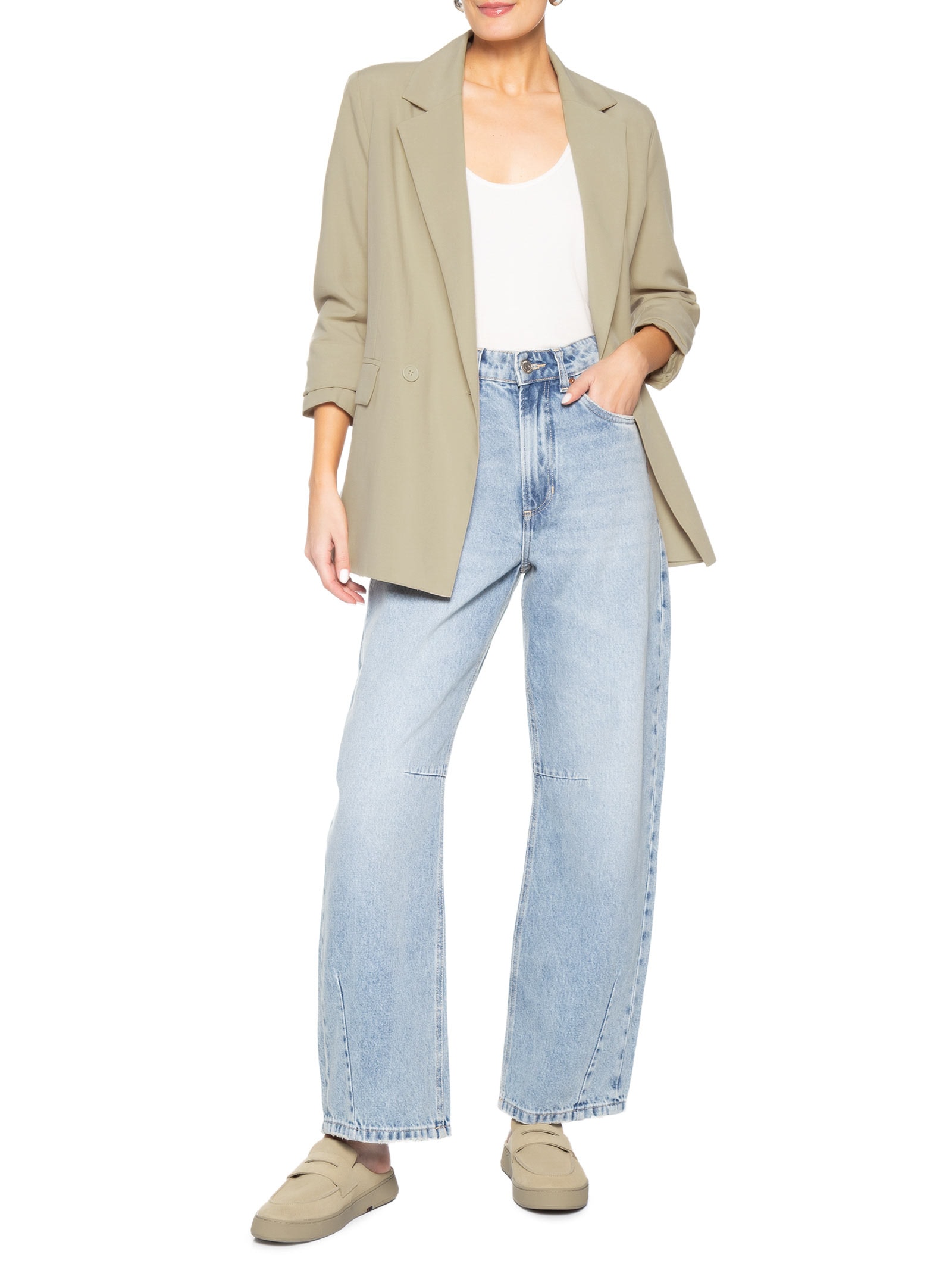 Mule Feminino Soho Slip On Camurça – Bege Osklen
