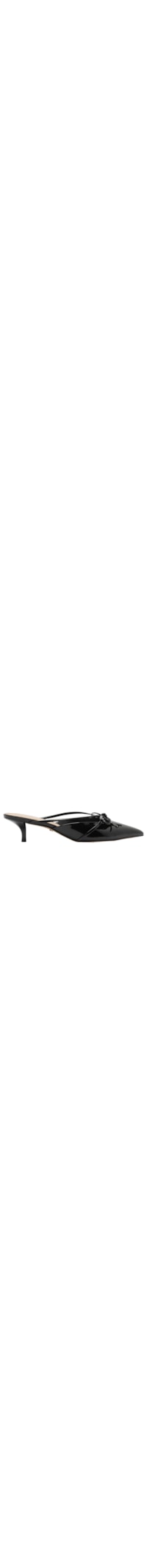 Mule Feminino Verniz Salto Kitten Laço - Preto