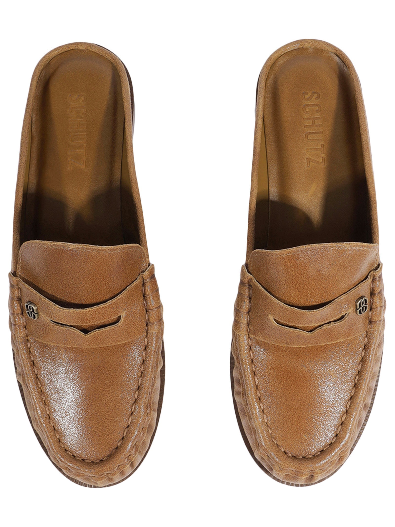 Mule Mocassim Feminino Tyche Couro Marrom Schutz