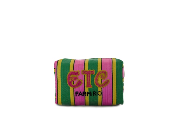 Necessaire Feminina Ráfia Multicolor - Verde
