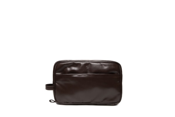 Necessaire Masculina de Viagem Grande em Couro  - Marrom