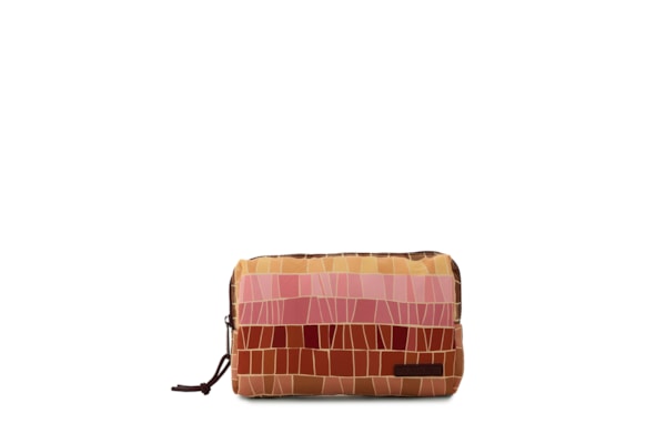 Necessaire Ora Bolas M Listra Mosaico - Marrom