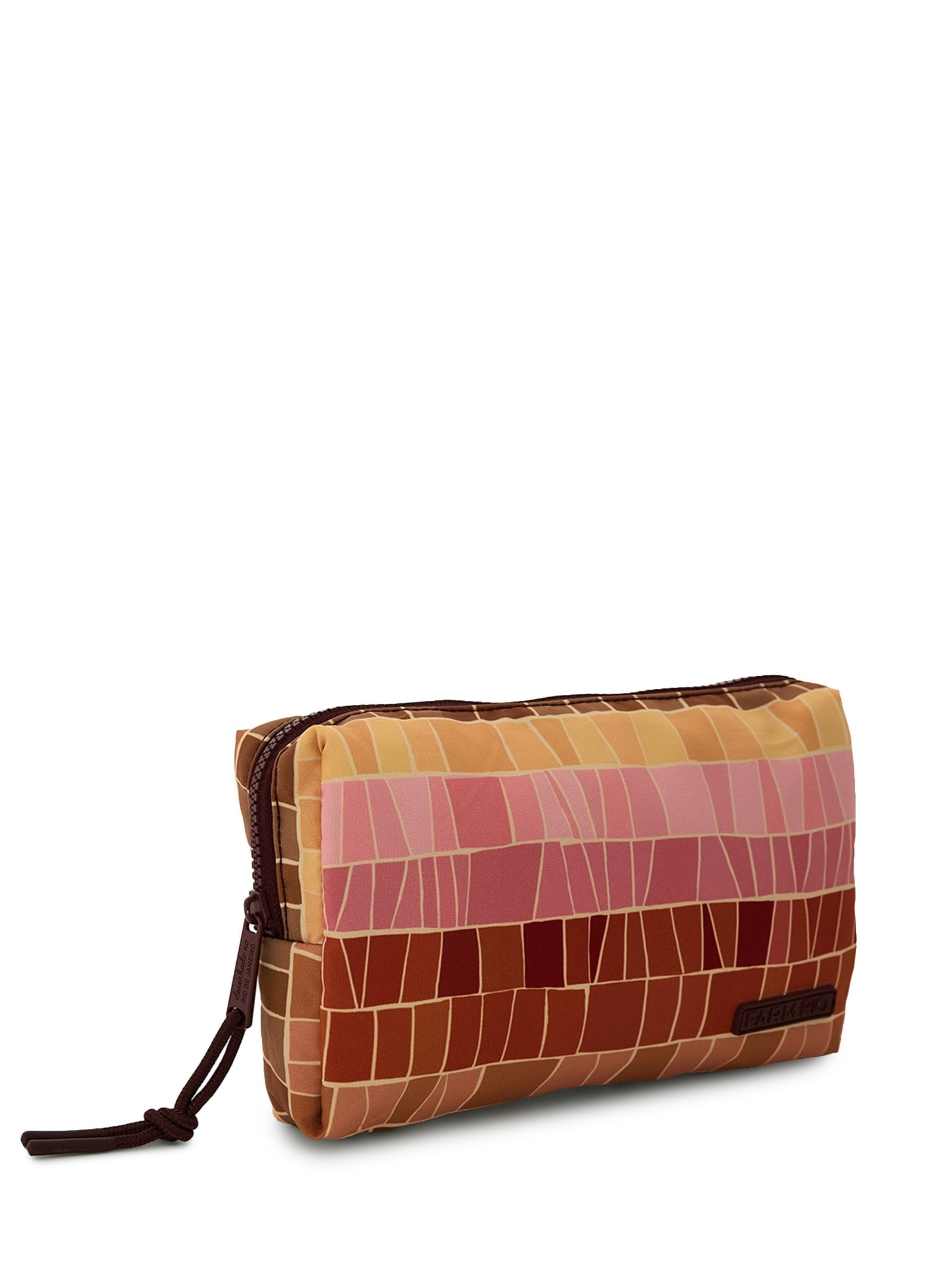 Necessaire Ora Bolas M Listra Mosaico Marrom Farm Etc