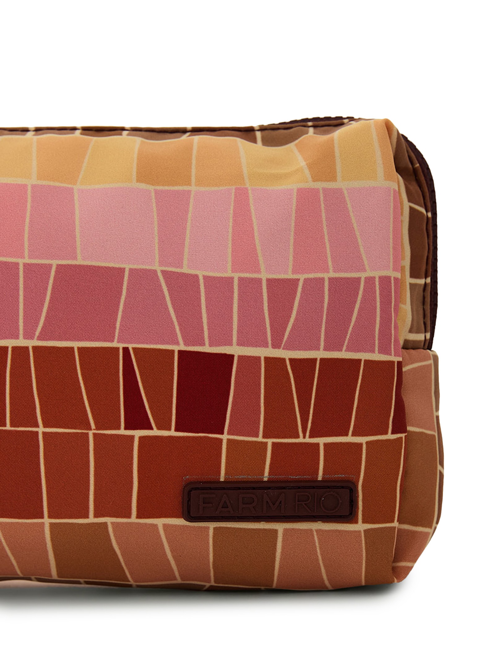 Necessaire Ora Bolas M Listra Mosaico Marrom Farm Etc