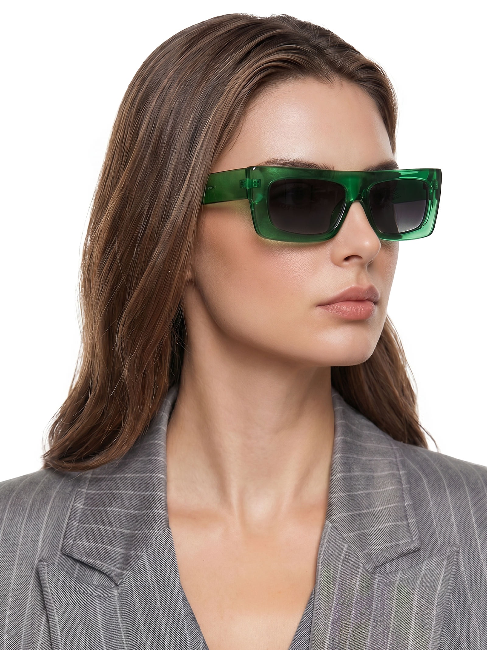 Óculos De Sol Feminino Adulto Nyc Transparente Degradê Verde Helena Bordon