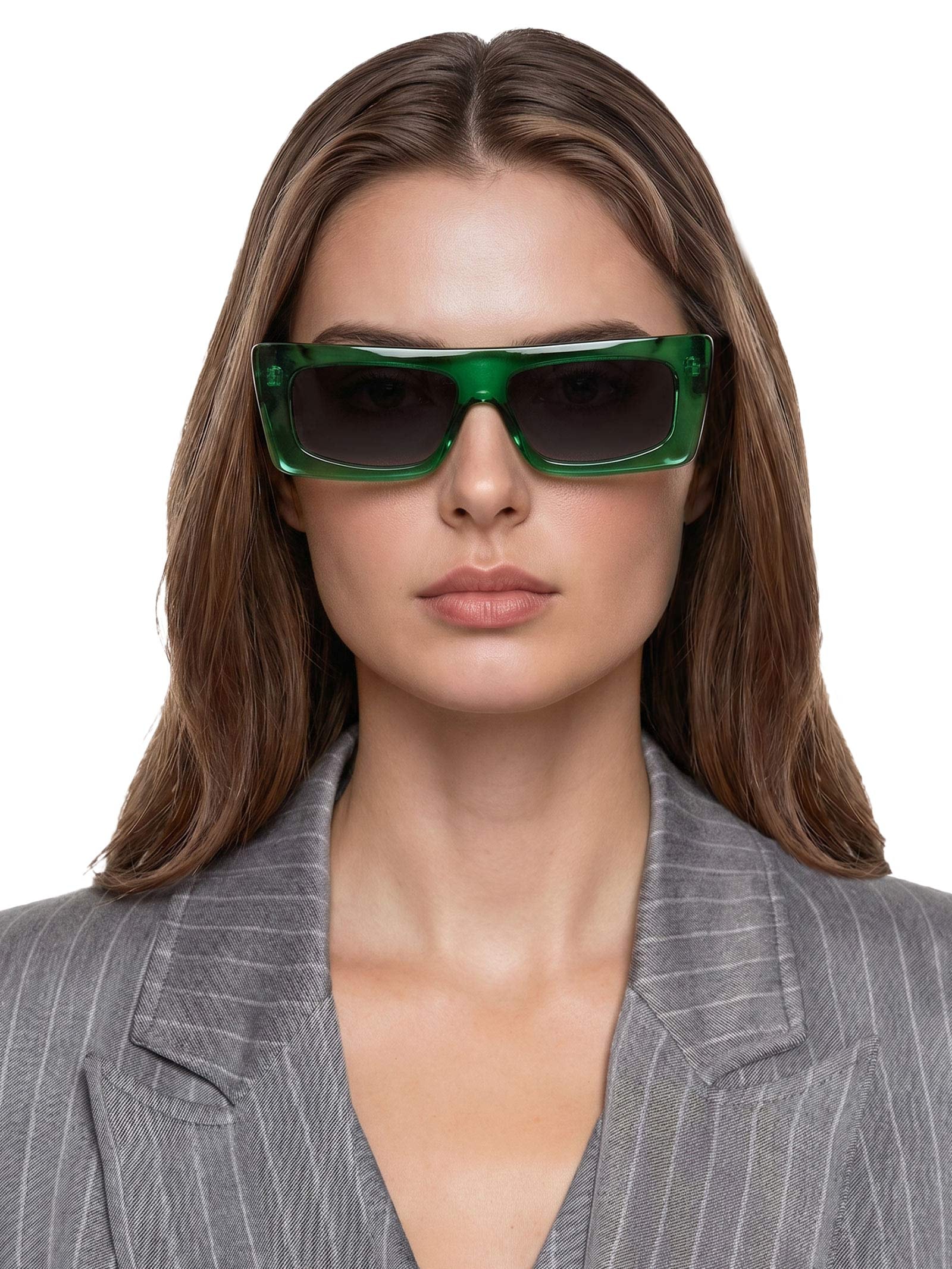 Óculos De Sol Feminino Adulto Nyc Transparente Degradê Verde Helena Bordon