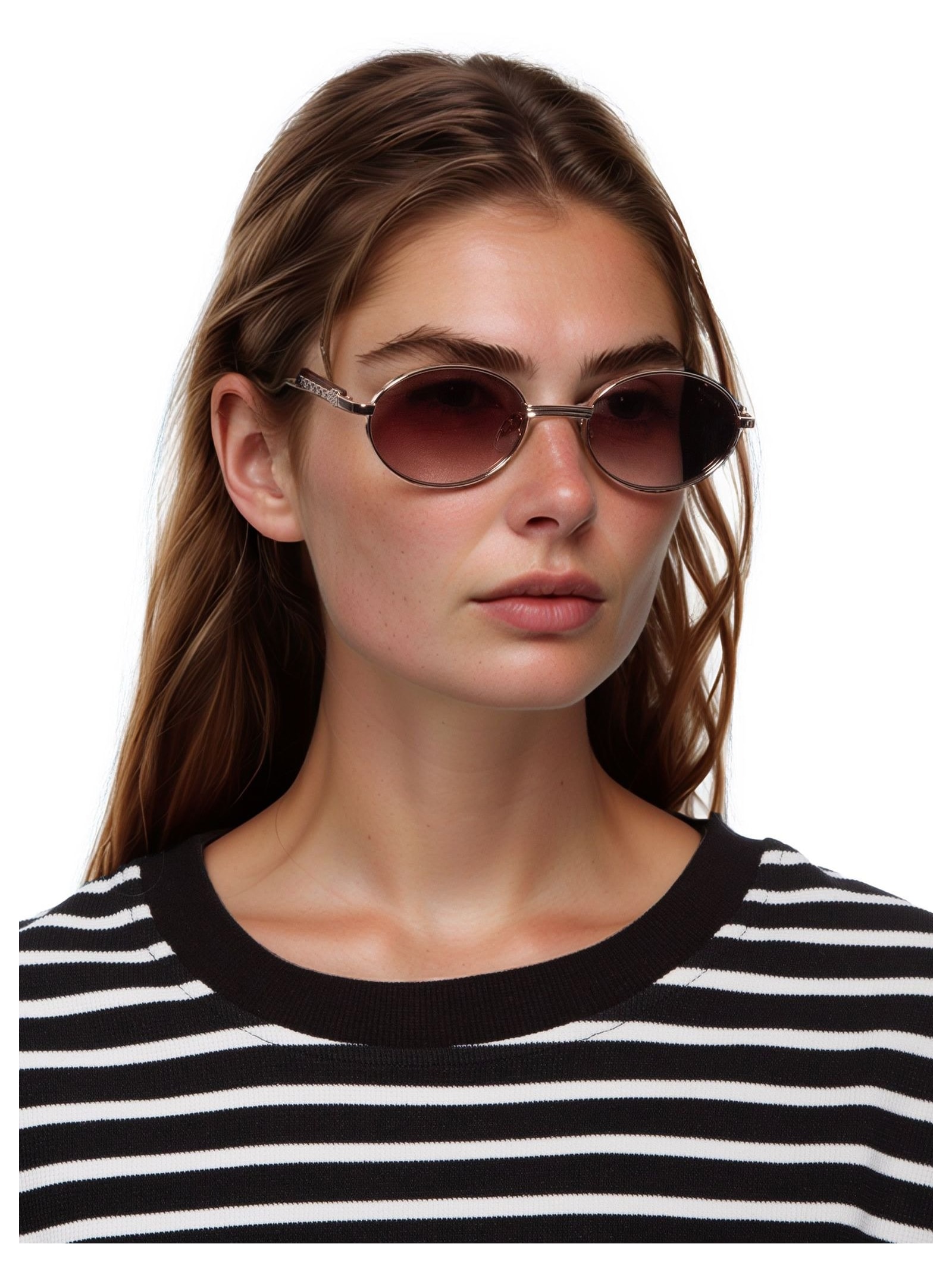 Óculos Feminino De Sol Oval Dourado Market 33