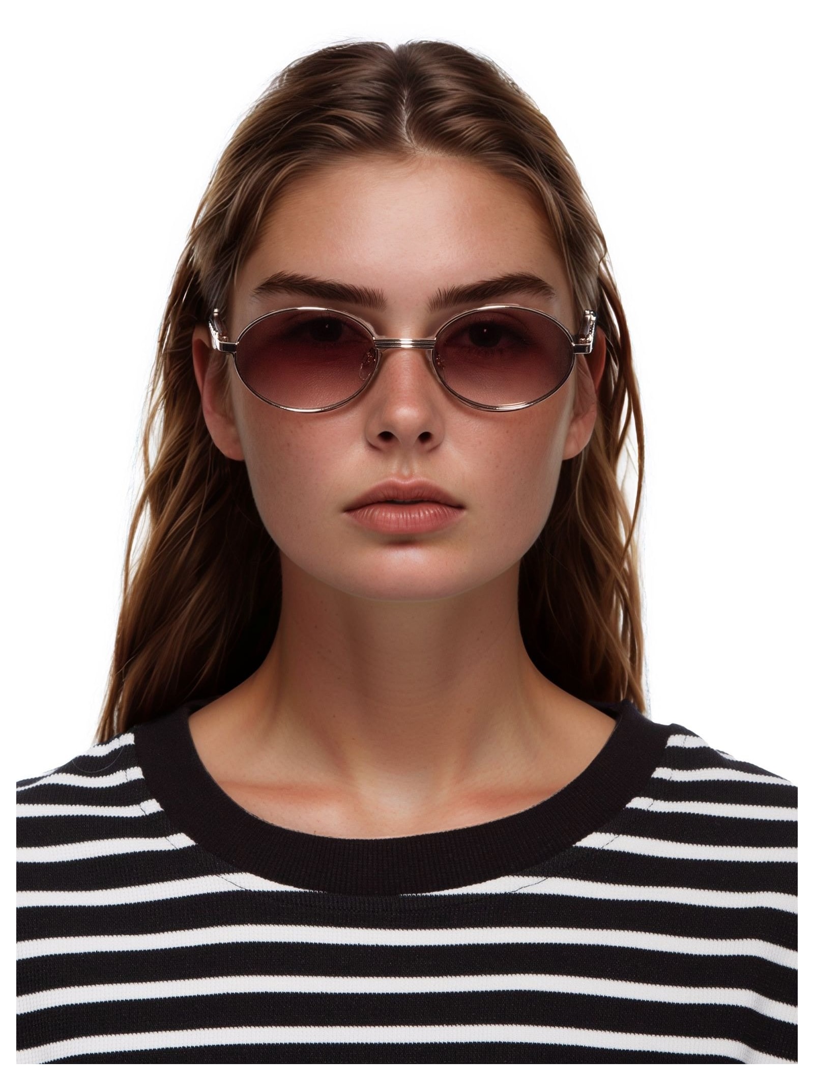 Óculos Feminino De Sol Oval Dourado Market 33