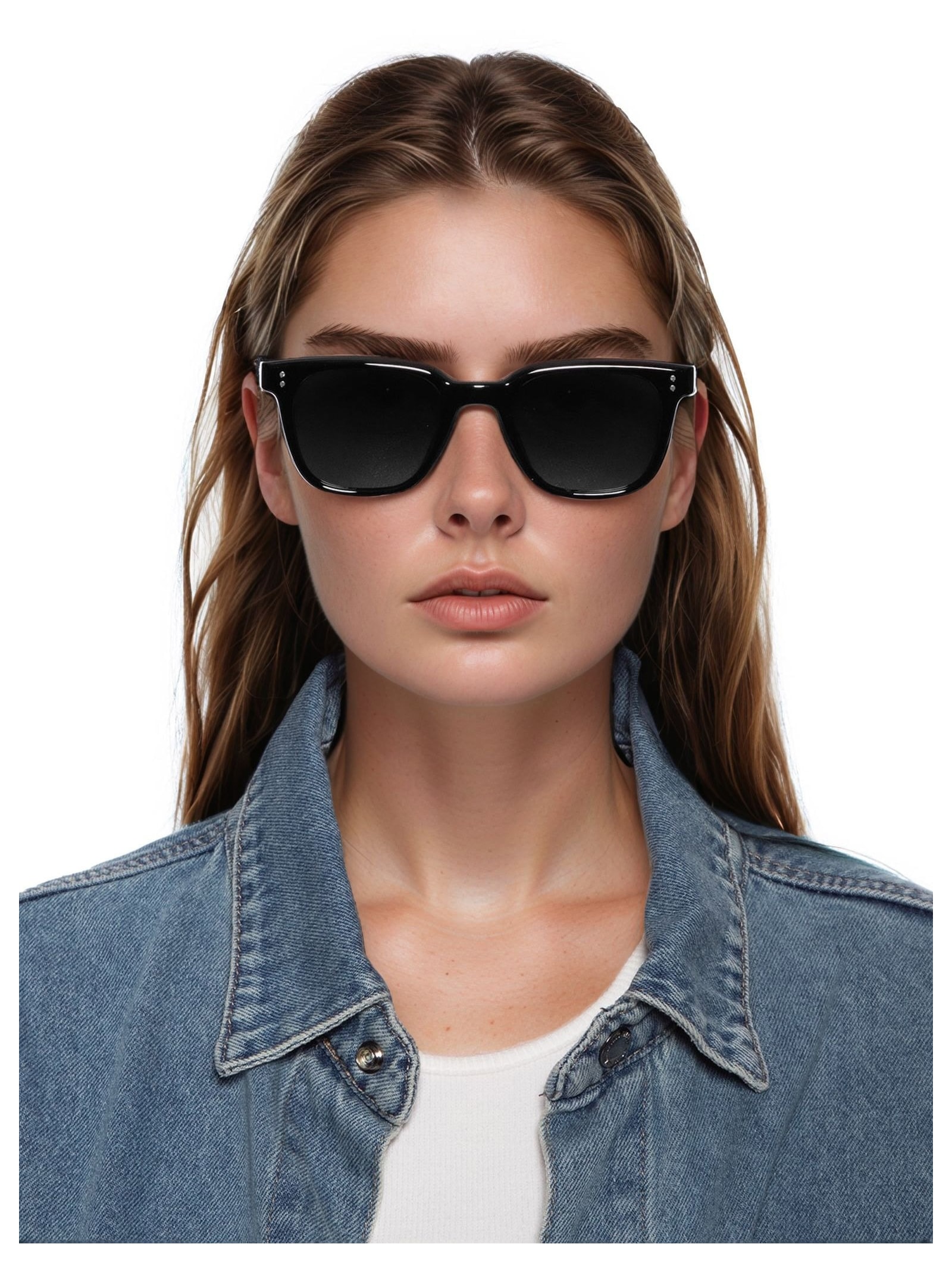 Óculos Feminino Quadrado Polarizado Preto Basiq