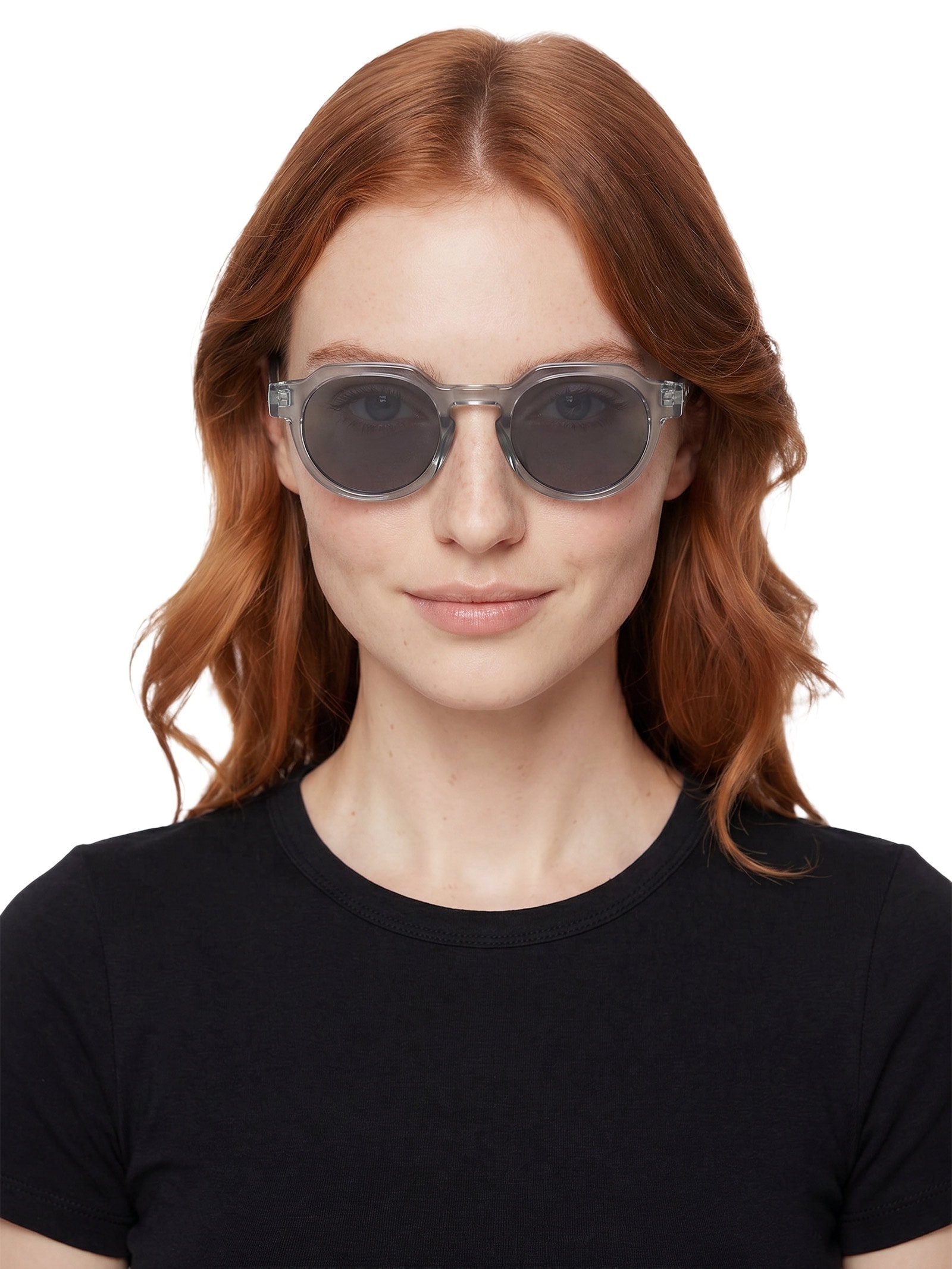 Óculos Feminino Redondo Transparente Cinza Basiq