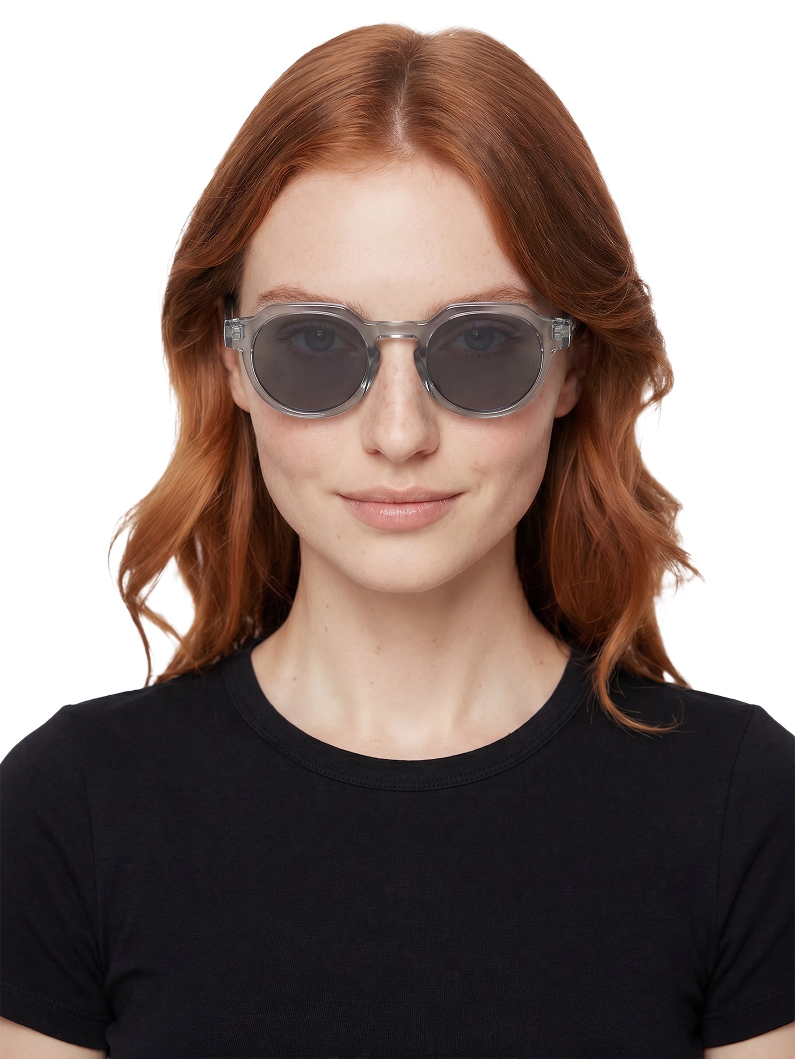 Óculos Feminino Redondo Transparente Cinza Basiq