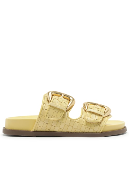 Papete Feminina Casual Flasts Couro - Amarelo