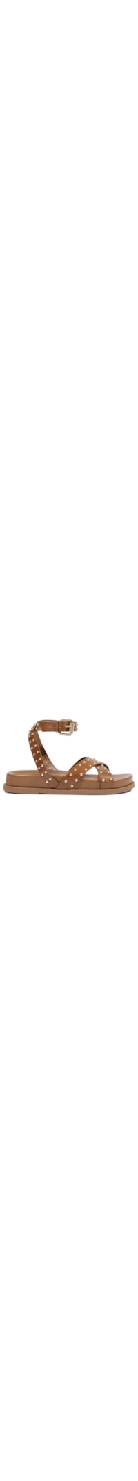 Papete Feminina Flatform Fivela Tachas Couro - Marrom