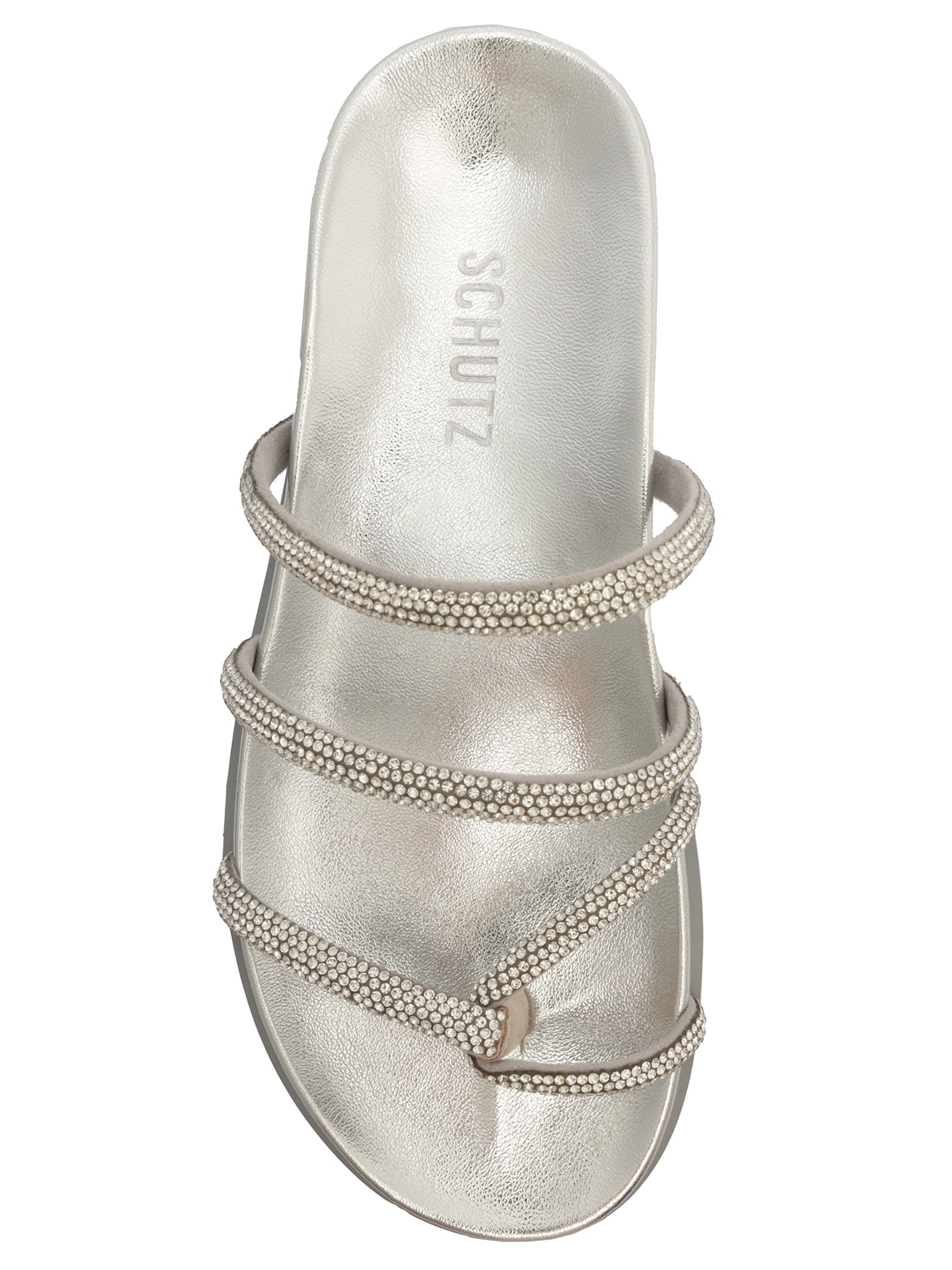 Papete Feminina Phoebe Sporty Tratorada Brilho Prateado Schutz