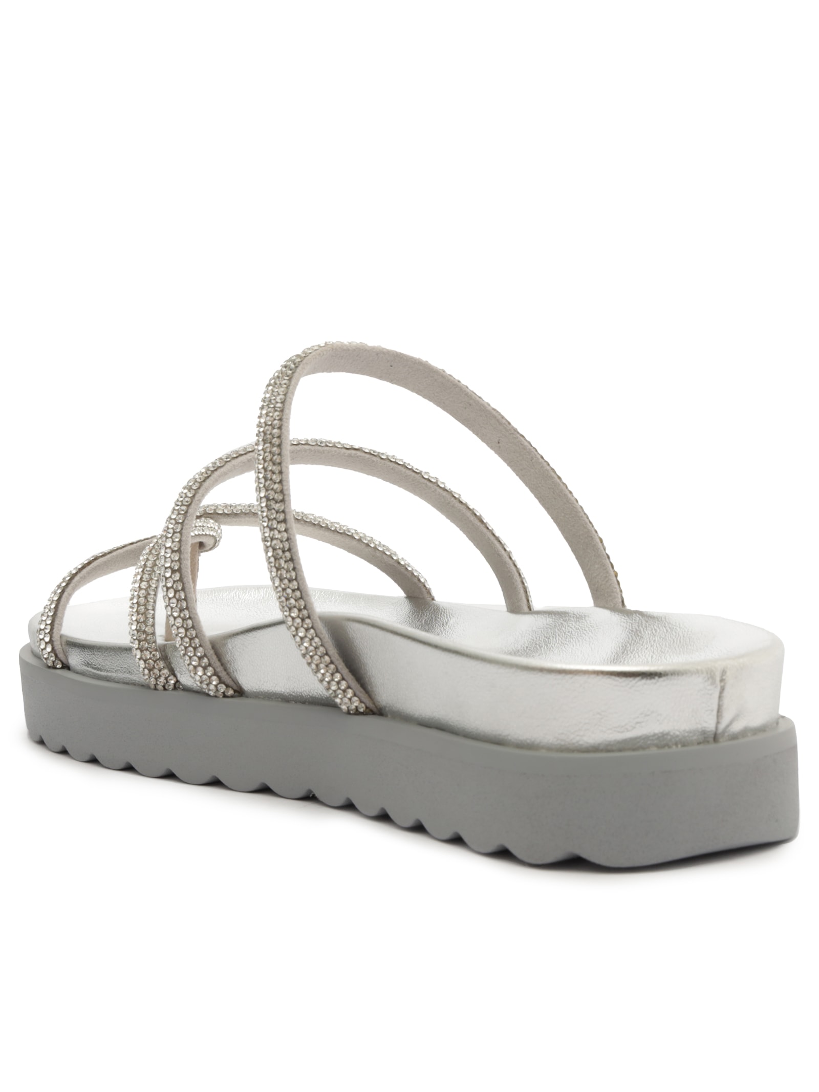 Papete Feminina Phoebe Sporty Tratorada Brilho Prateado Schutz