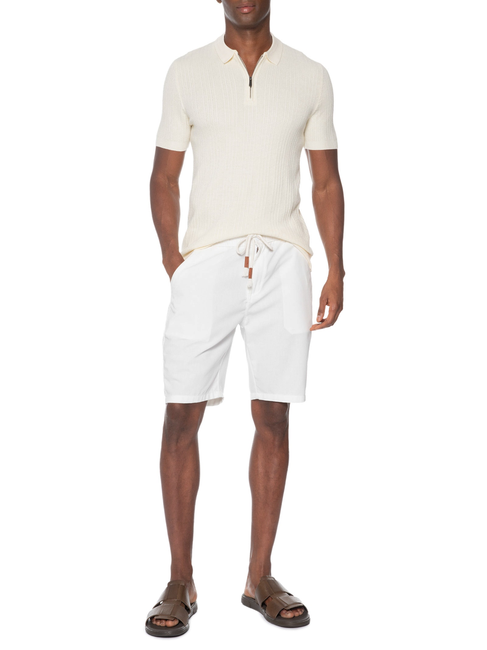 Papete Masculina Tiras Cruzadas Em Couro Marrom '2 Essential