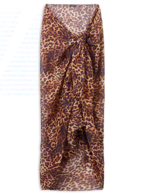 Pareô Longo Com Padrão Selva – Preto