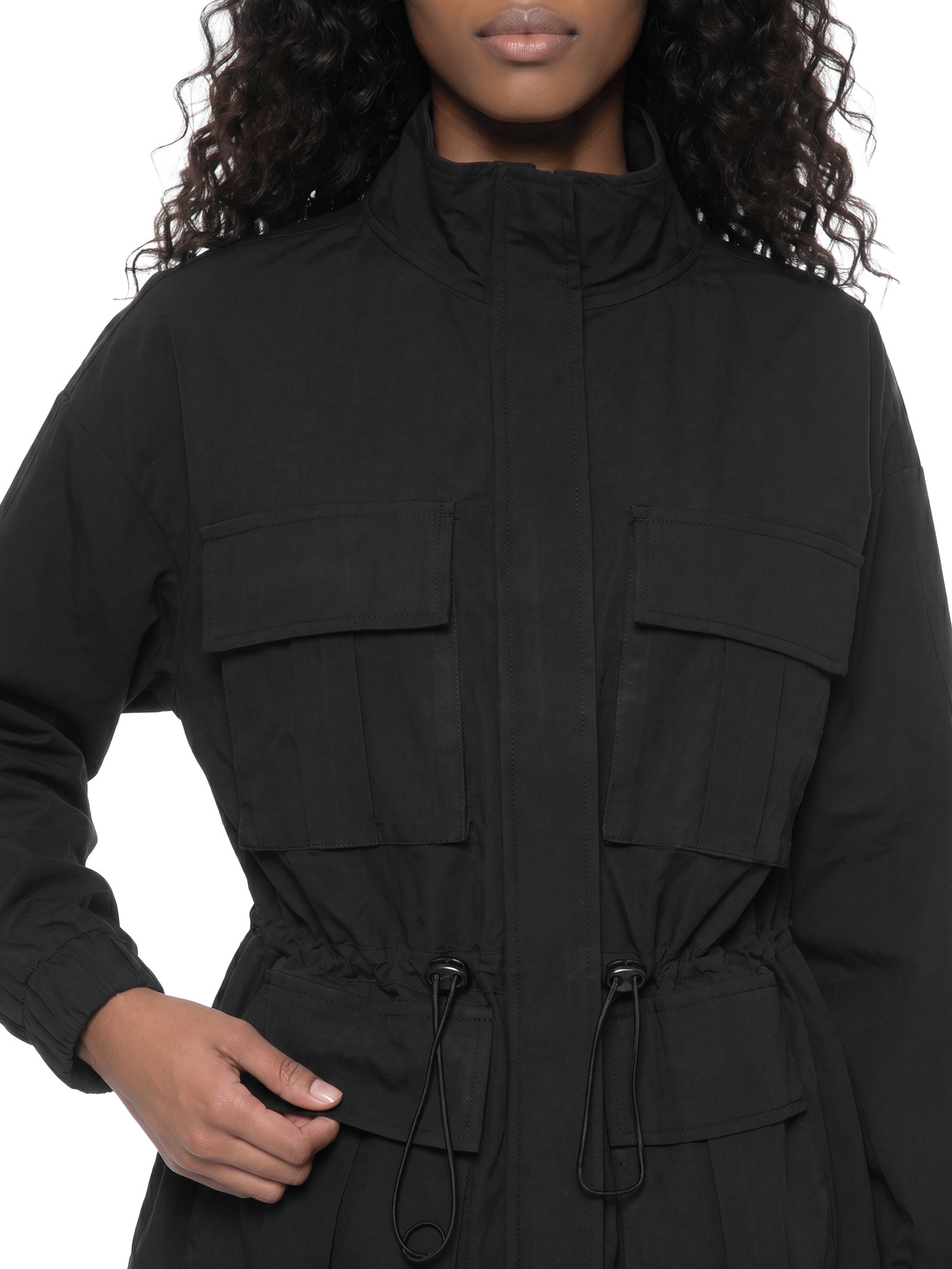 Parka Feminina Algodão Utilitário Preto Cantão