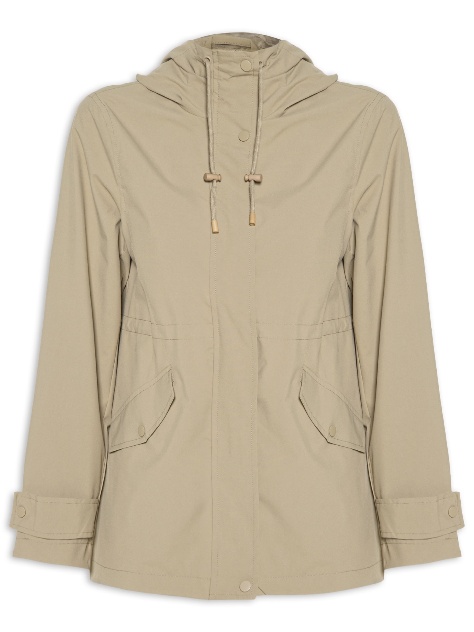 Parka Feminina com Gorro Bege Basiq