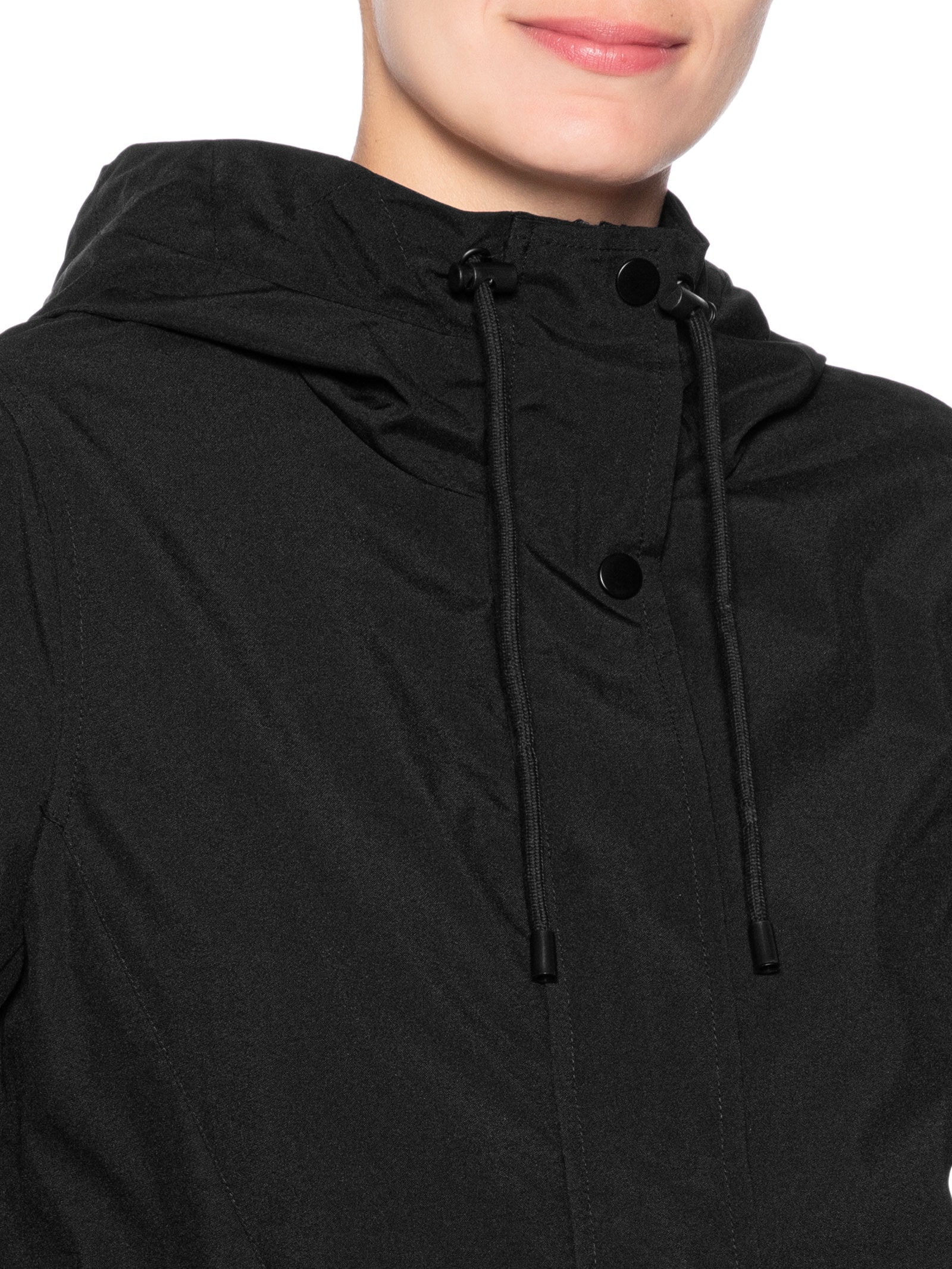 Parka Feminina com Gorro Preto Basiq