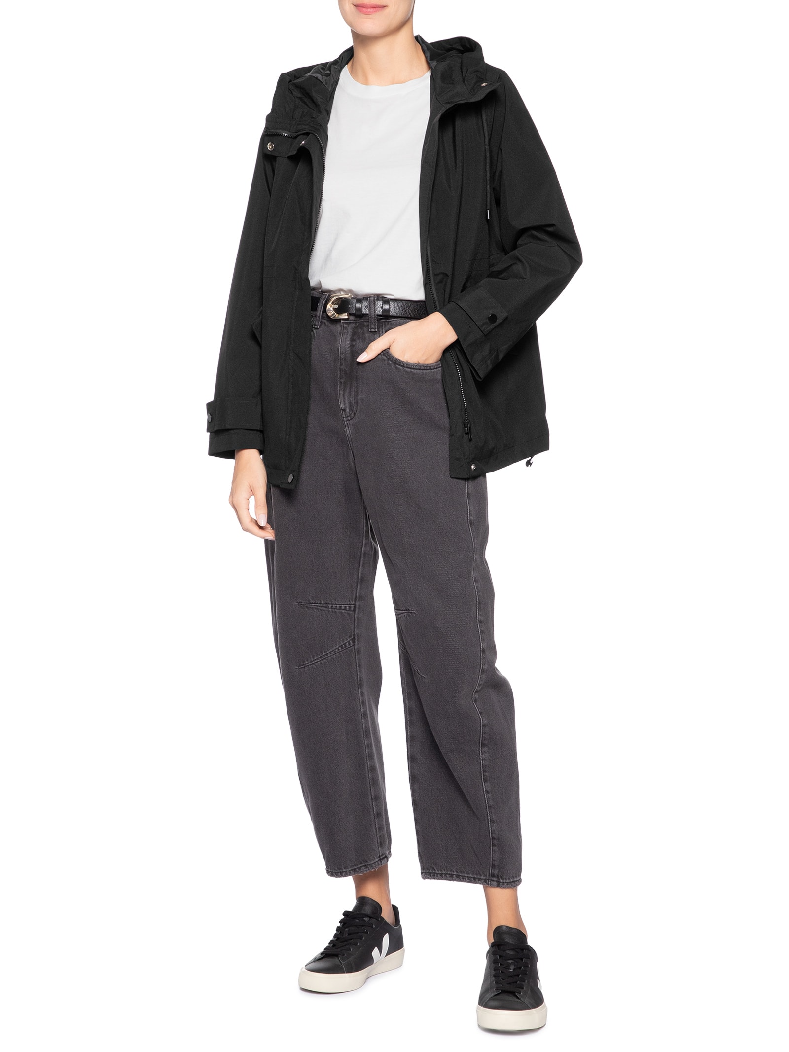 Parka Feminina com Gorro – Preto Basiq
