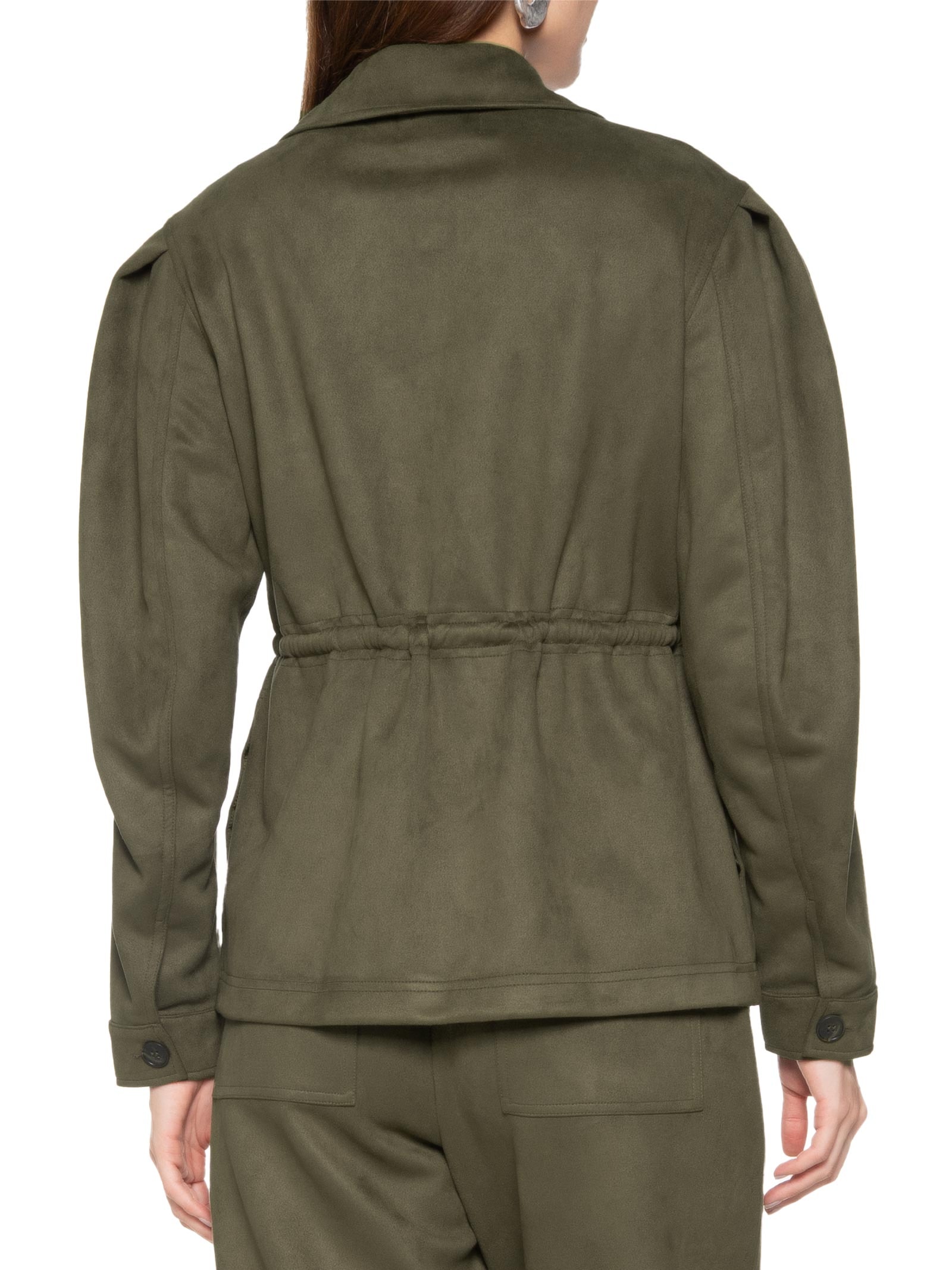 Parka Feminina de Suede com Bolsos - Mob - Verde