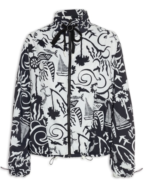 Parka Feminina Nylon Estampa Jangada – Branco
